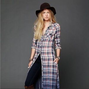 Free People Plaid Dip Dye Maxi Dress
